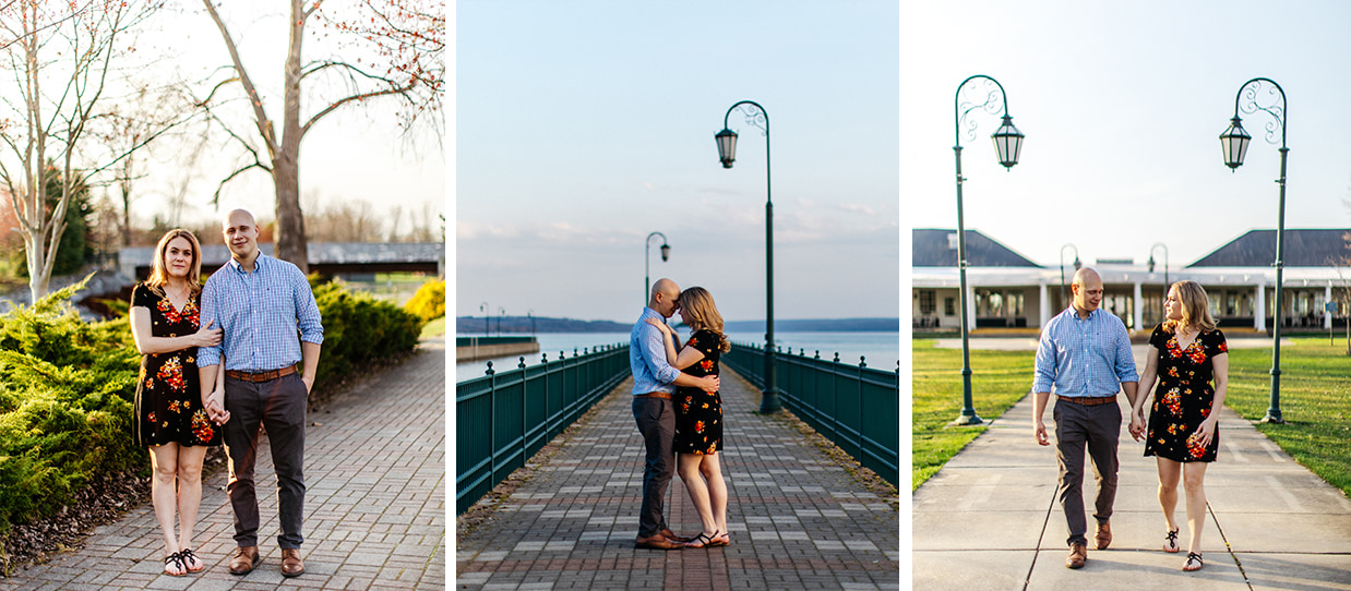 Couple poses for engagement photos at Emerson Park in Auburn NY 