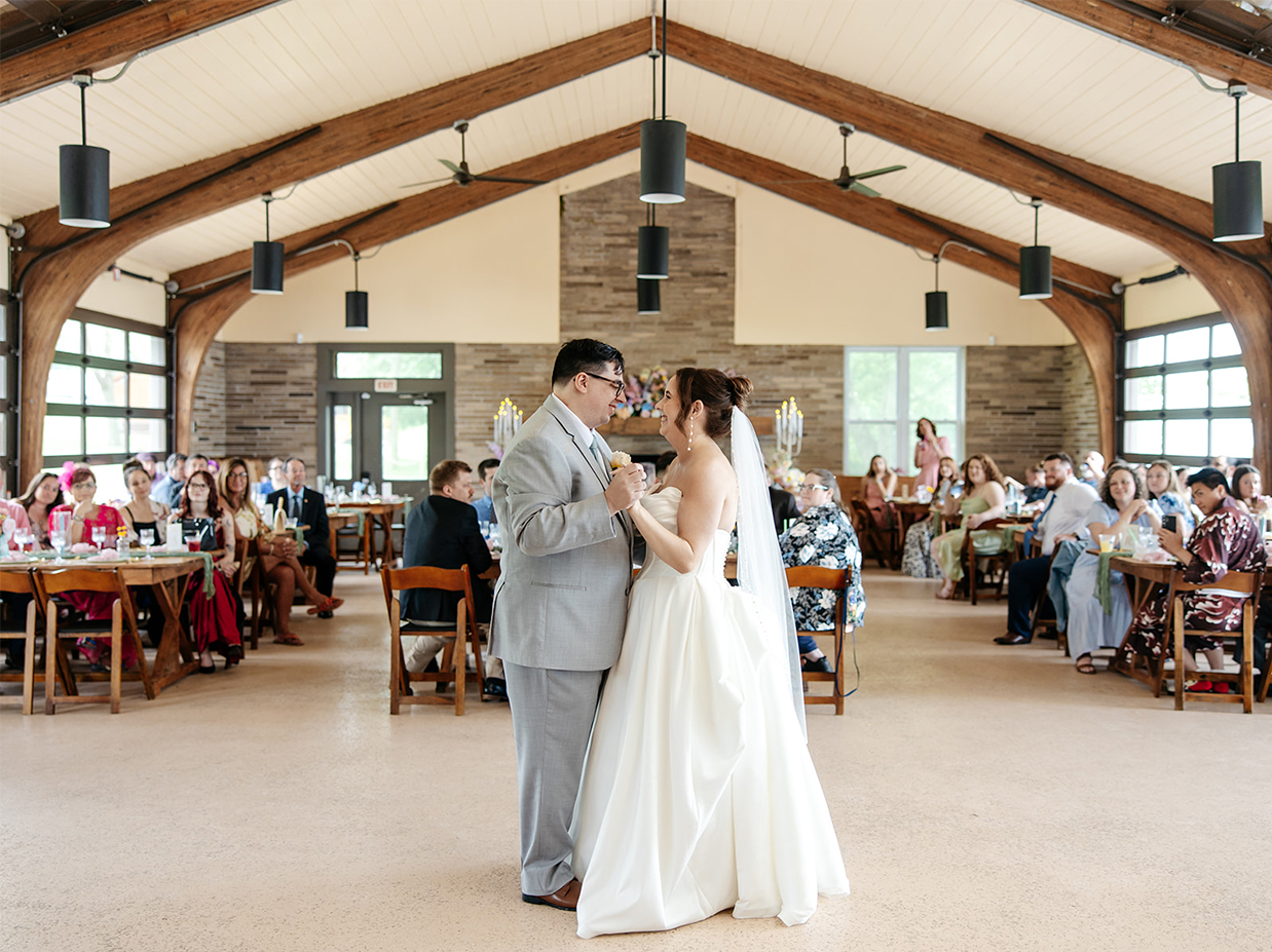 Bride and Groom share their first dance in the reception space at The Vista at Seneca Lake Resorts in Romulus, NY
