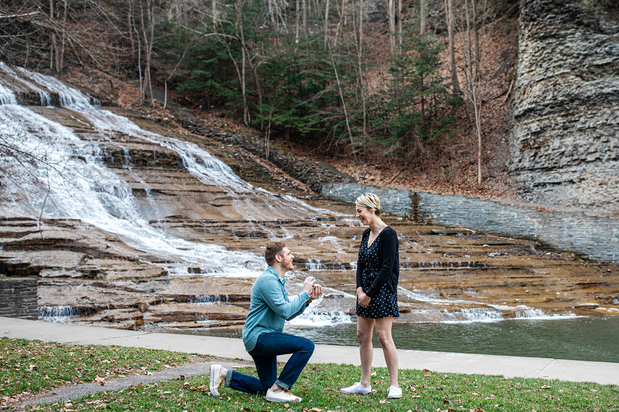 Man surprises woman by proposing in front of Buttermilk Falls in Ithaca NY