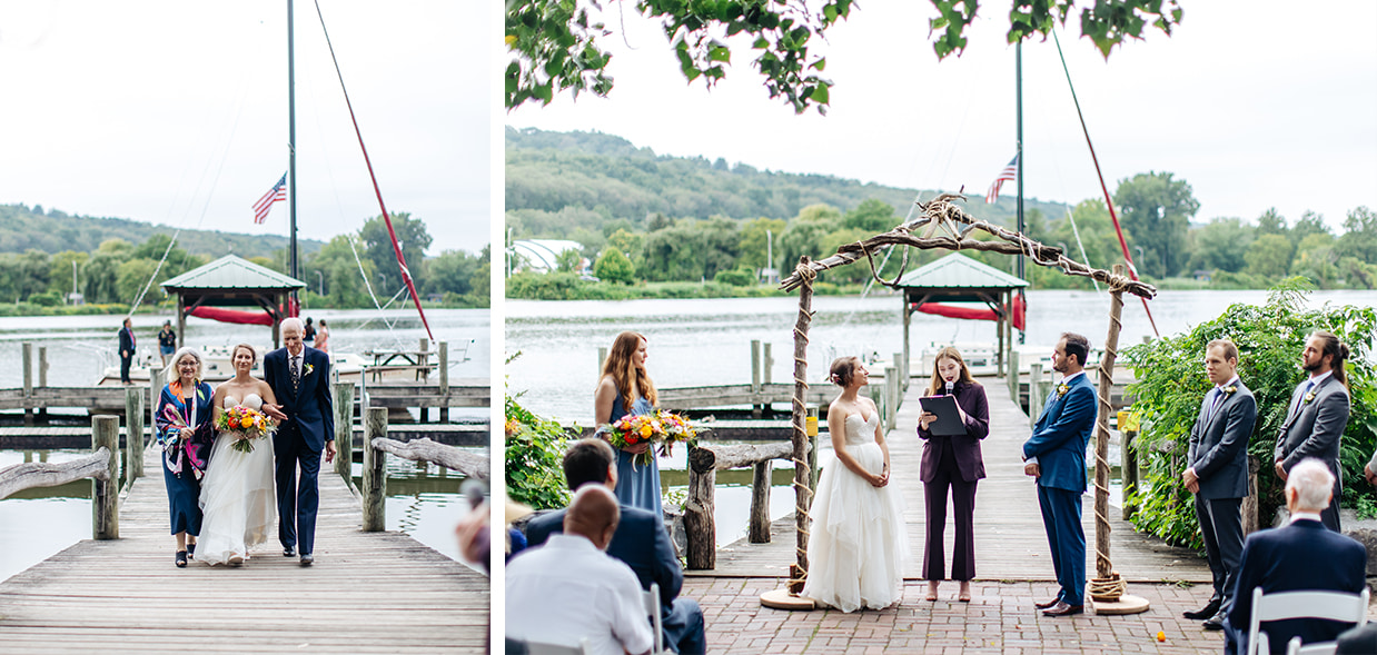 Lakeside wedding ceremony on Cayuga Lake at Ithaca Farmers Market in Ithaca NY