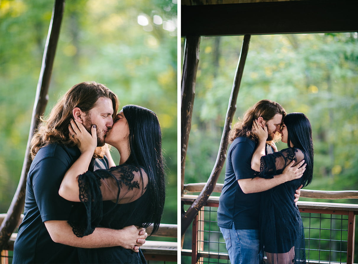 Couple kissing in David Wenzel Treehouse Scranton PA