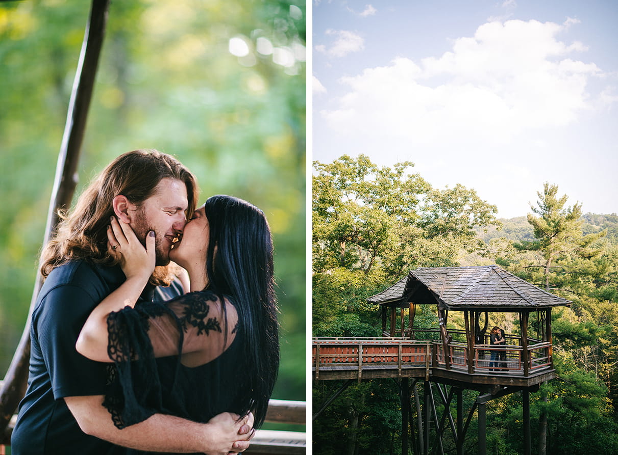 Couple embraces in David Wenzel Treehouse Scranton PA